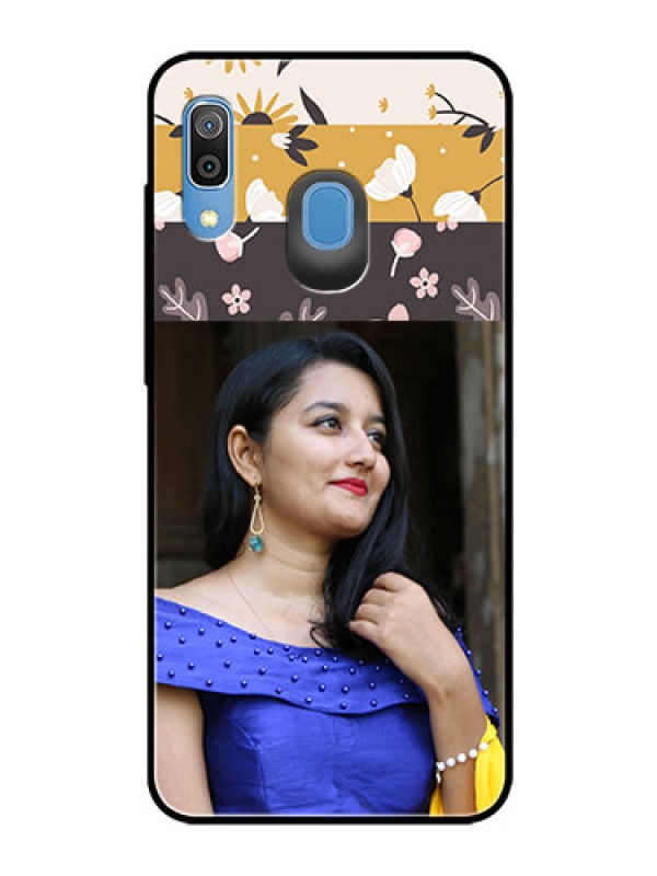 Custom Samsung Galaxy A20 Custom Glass Phone Case  - Stylish Floral Design
