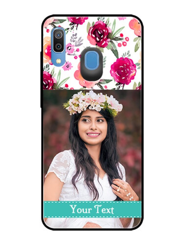 Custom Samsung Galaxy A20 Custom Glass Phone Case  - Watercolor Floral Design