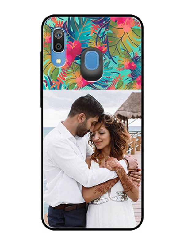 Custom Samsung Galaxy A20 Photo Printing on Glass Case  - Watercolor Floral Design