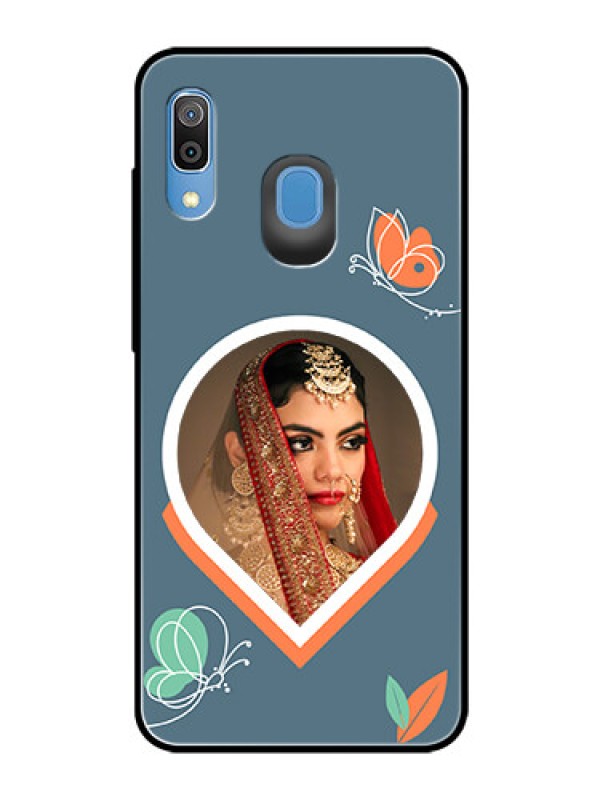 Custom Galaxy A20 Custom Glass Mobile Case - Droplet Butterflies Design