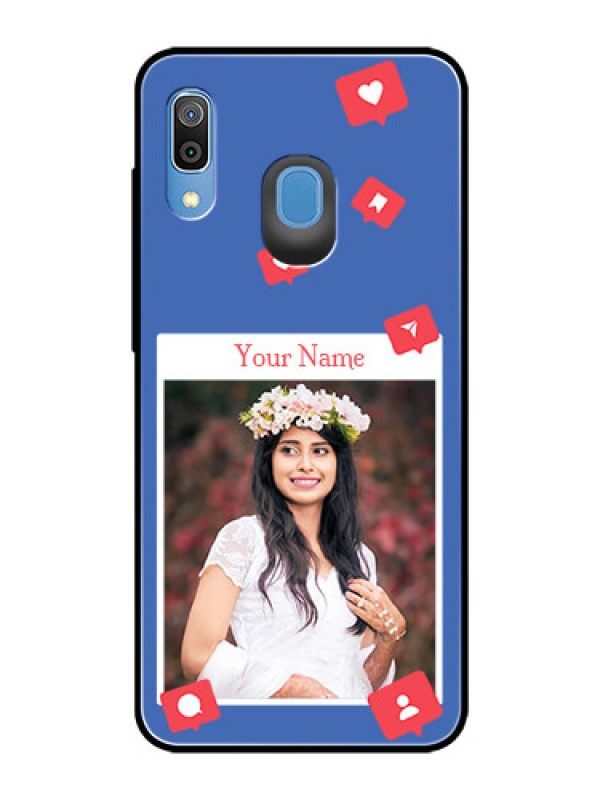Custom Galaxy A20 Custom Glass Phone Case - Like Share And Comment Design