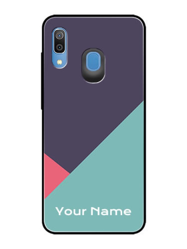 Custom Galaxy A20 Custom Glass Mobile Case - Tri Color abstract Design