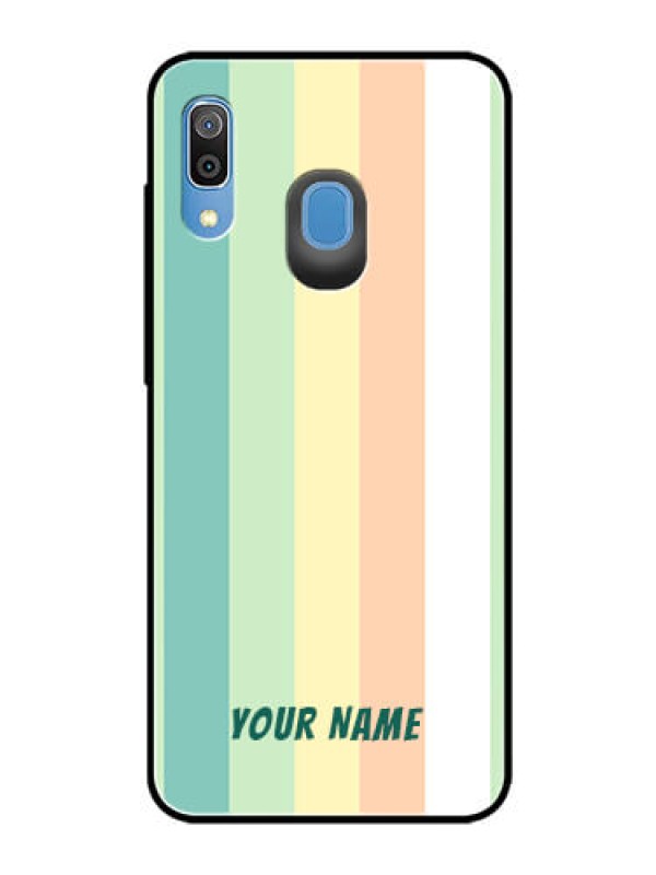 Custom Galaxy A20 Photo Printing on Glass Case - Multi-colour Stripes Design