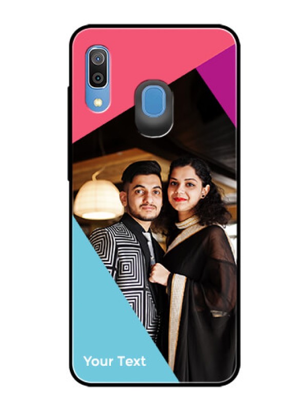 Custom Galaxy A20 Custom Glass Mobile Case - Stacked Triple colour Design