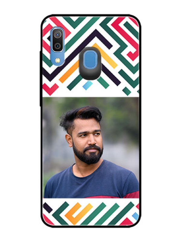 Custom Galaxy A20 Personalized Glass Phone Case - Colorful Maze Pattern Design