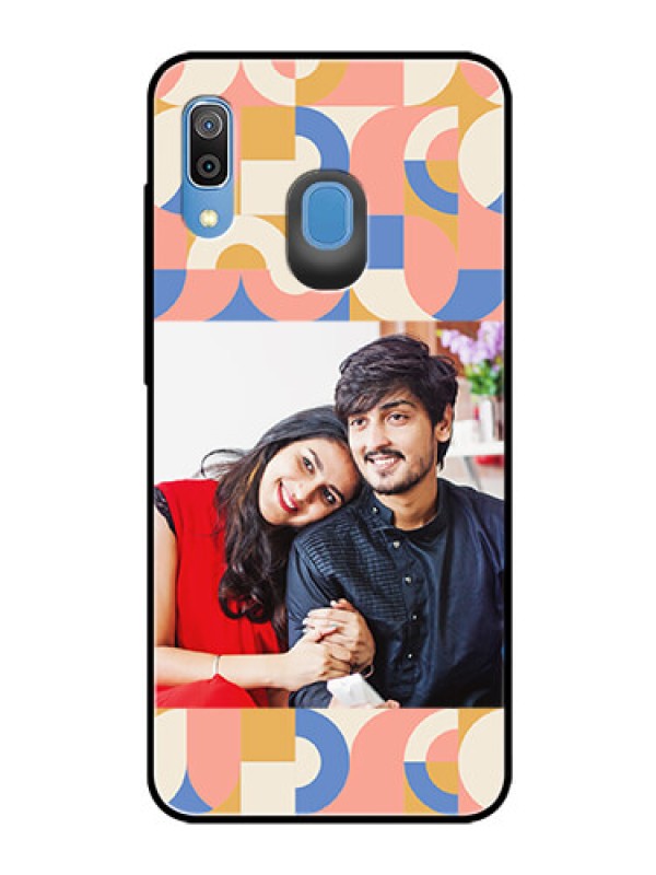 Custom Galaxy A20 Photo Printing on Glass Case - Semi-circle Maze Pattern Design