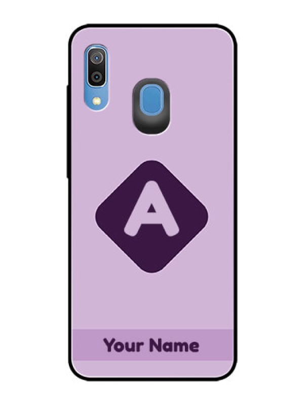 Custom Galaxy A20 Custom Glass Mobile Case - Custom Letter in curved badge Design