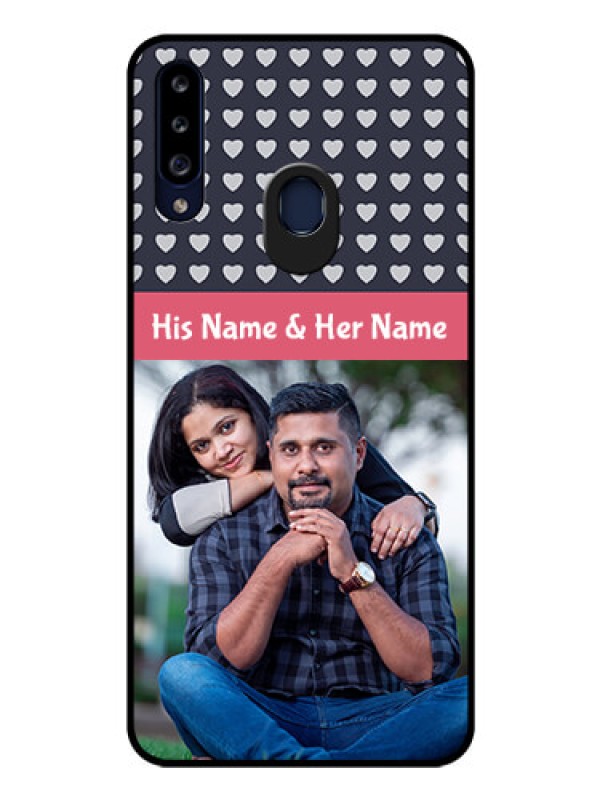 Custom Galaxy A20s Custom Glass Mobile Case - Love Symbols Design