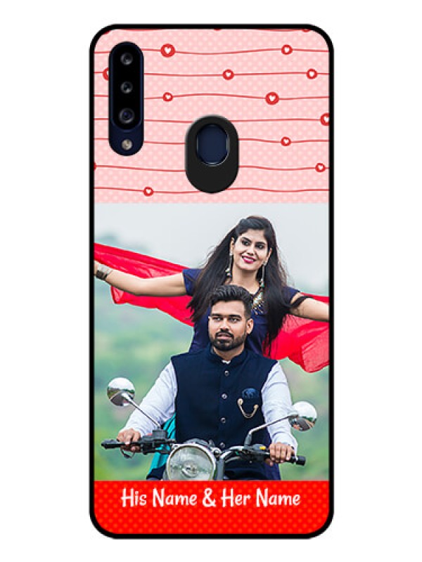 Custom Galaxy A20s Personalized Glass Phone Case - Red Pattern Case Design