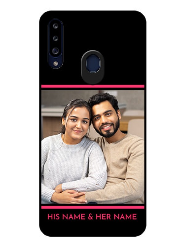 Custom Galaxy A20s Custom Glass Mobile Case - with Add Text Design