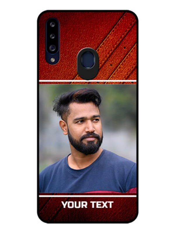 Custom Galaxy A20s Personalized Glass Phone Case - Leather Phone Case Design