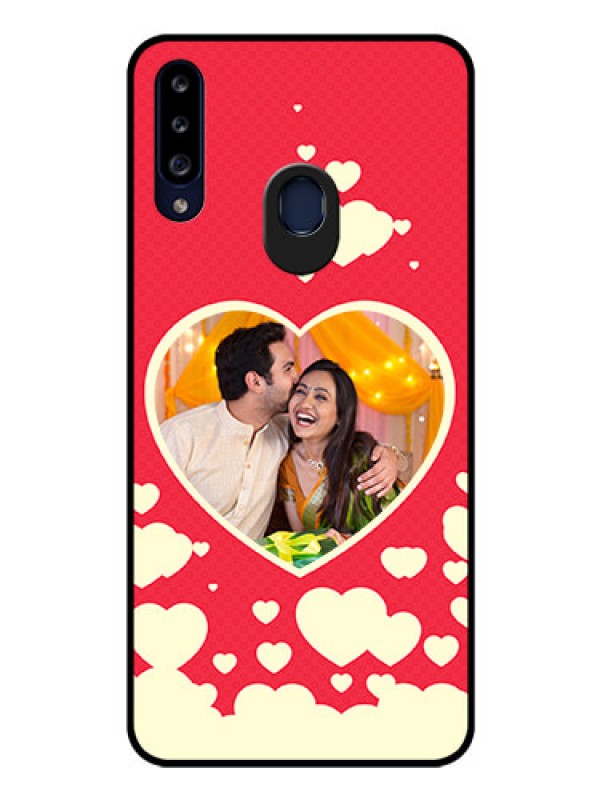 Custom Galaxy A20s Custom Glass Mobile Case - Love Symbols Phone Cover Design