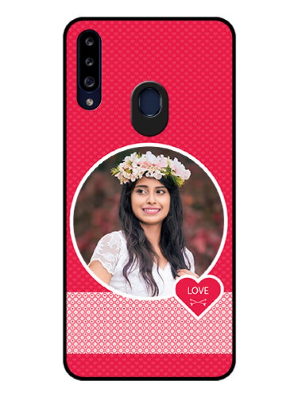 Custom Galaxy A20s Personalised Glass Phone Case - Pink Pattern Design