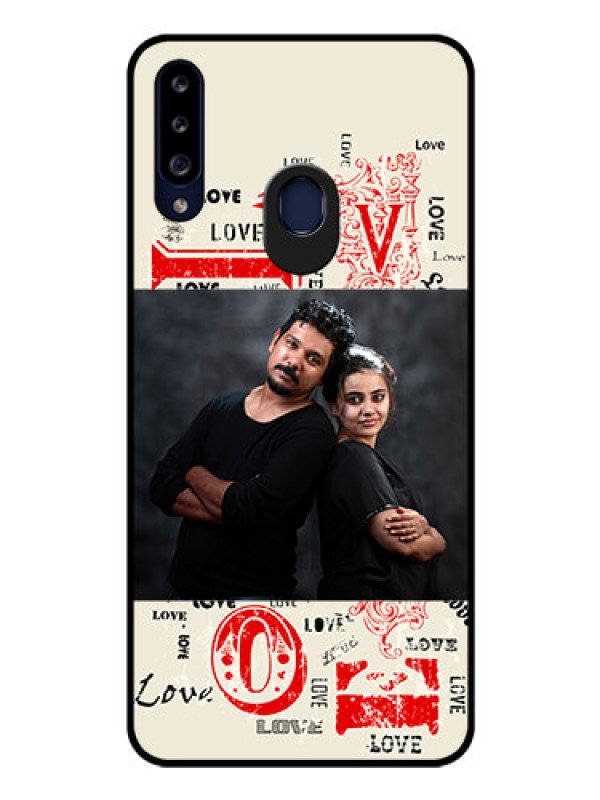 Custom Galaxy A20s Photo Printing on Glass Case - Trendy Love Design Case