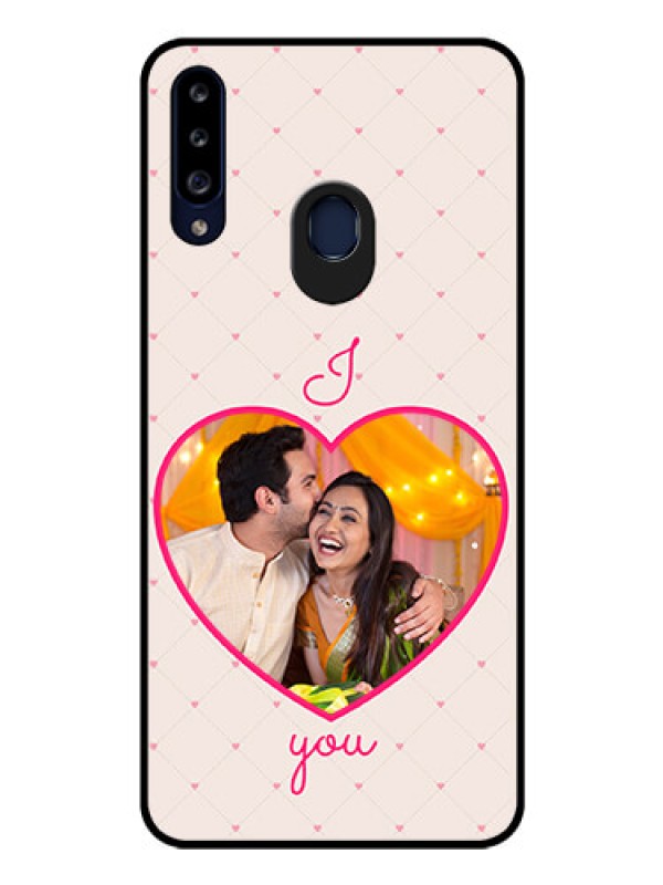 Custom Galaxy A20s Custom Glass Mobile Case - Heart Shape Design