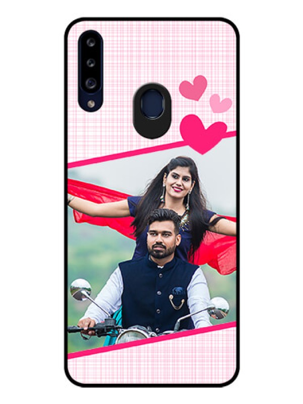 Custom Galaxy A20s Custom Glass Phone Case - Love Shape Heart Design