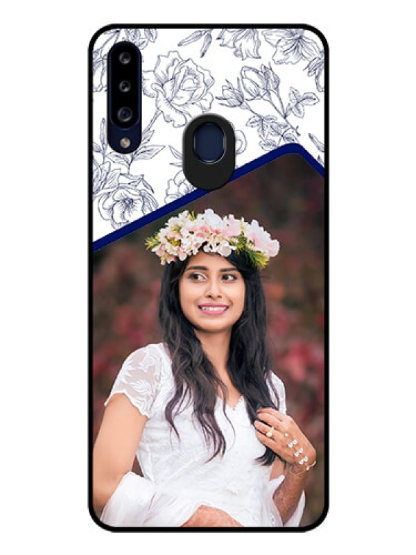 Custom Galaxy A20s Personalized Glass Phone Case - Premium Floral Design