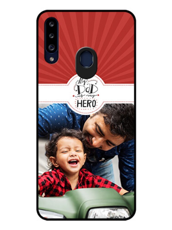 Custom Galaxy A20s Photo Printing on Glass Case - My Dad Hero Design