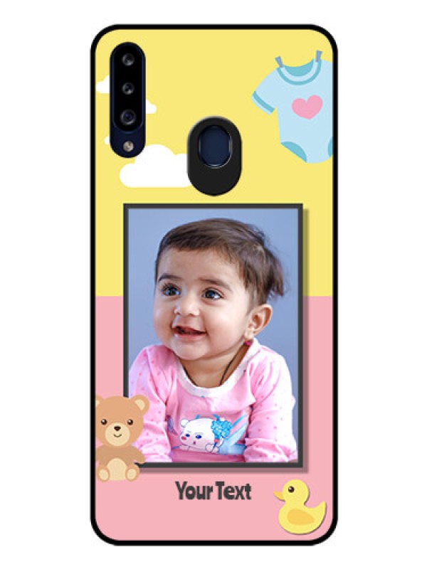 Custom Galaxy A20s Photo Printing on Glass Case - Kids 2 Color Design