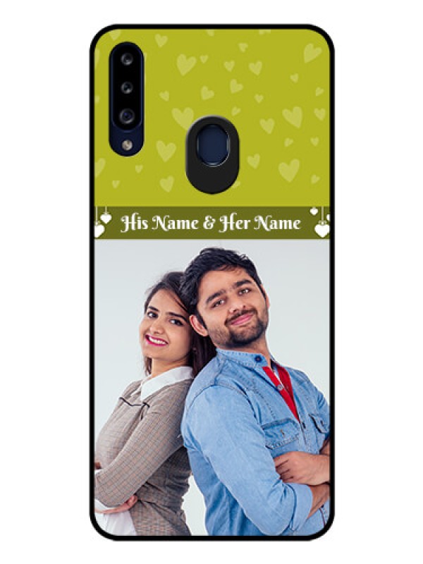 Custom Galaxy A20s Custom Glass Phone Case - You & Me Heart Design