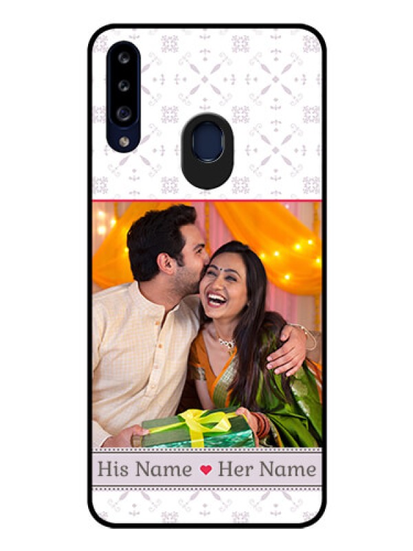 Custom Galaxy A20s Custom Glass Mobile Case - with Photo and Ethnic Design