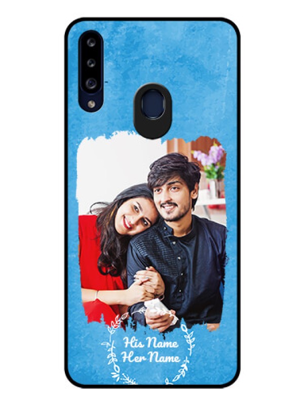 Custom Galaxy A20S Custom Glass Phone Case - Blue Color Vintage Design