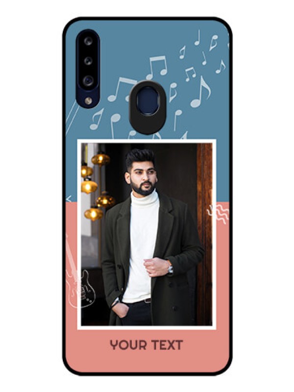 Custom Galaxy A20s Photo Printing on Glass Case - with Color Musical Note Design