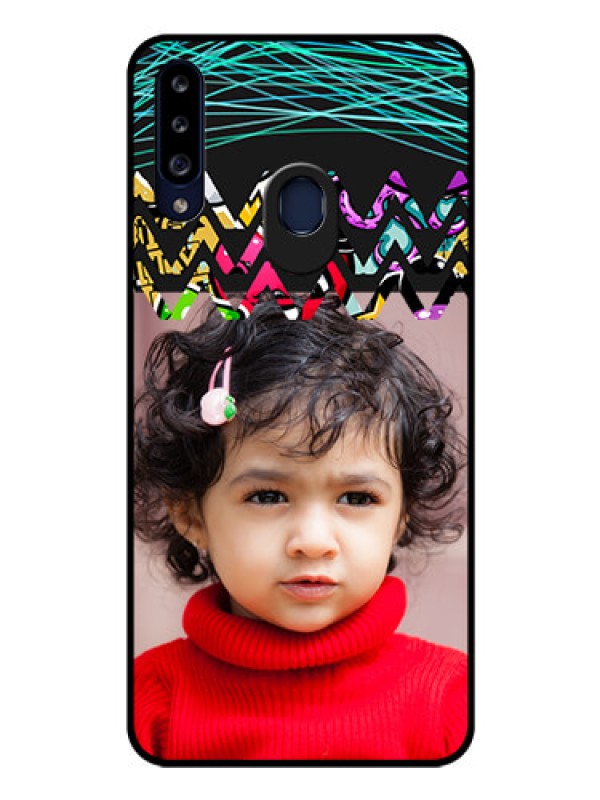 Custom Galaxy A20s Personalized Glass Phone Case - Neon Abstract Design