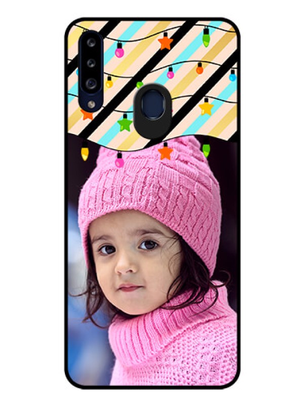 Custom Galaxy A20s Custom Glass Mobile Case - Lights Hanging Design
