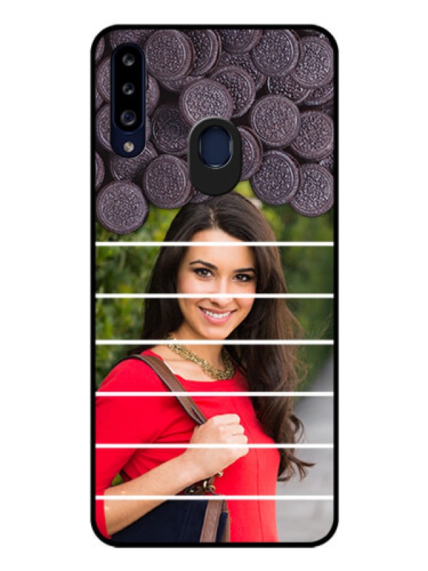 Custom Galaxy A20s Custom Glass Phone Case - with Oreo Biscuit Design