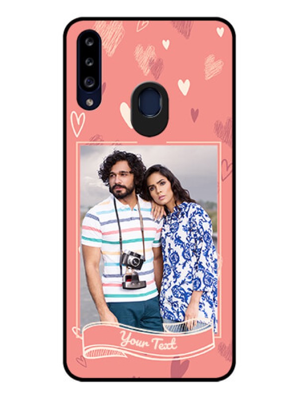 Custom Galaxy A20s Custom Glass Phone Case - Love doodle art Design