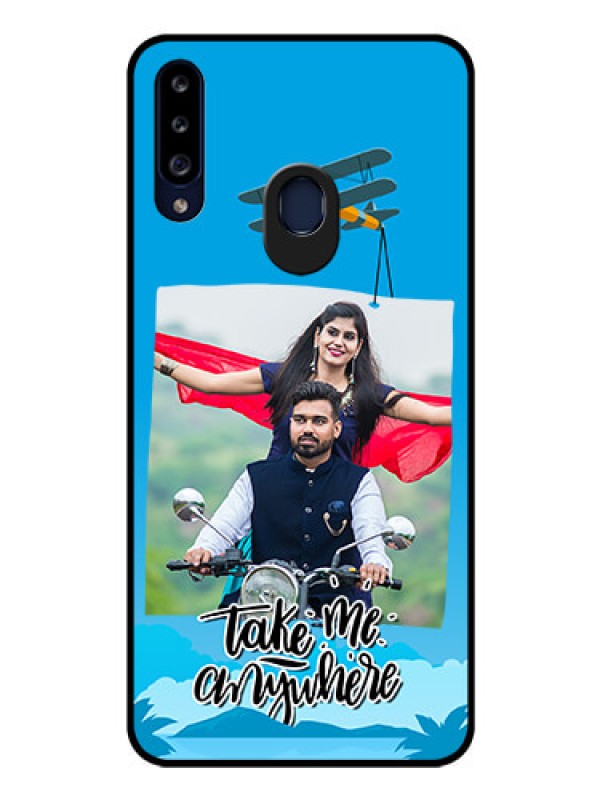 Custom Galaxy A20s Custom Glass Mobile Case - Traveller Design