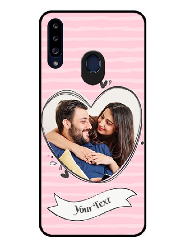 Custom Galaxy A20s Custom Glass Phone Case - Vintage Heart Design