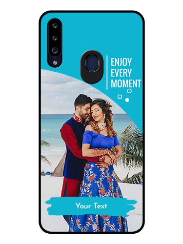 Custom Galaxy A20s Custom Glass Mobile Case - Happy Moment Design