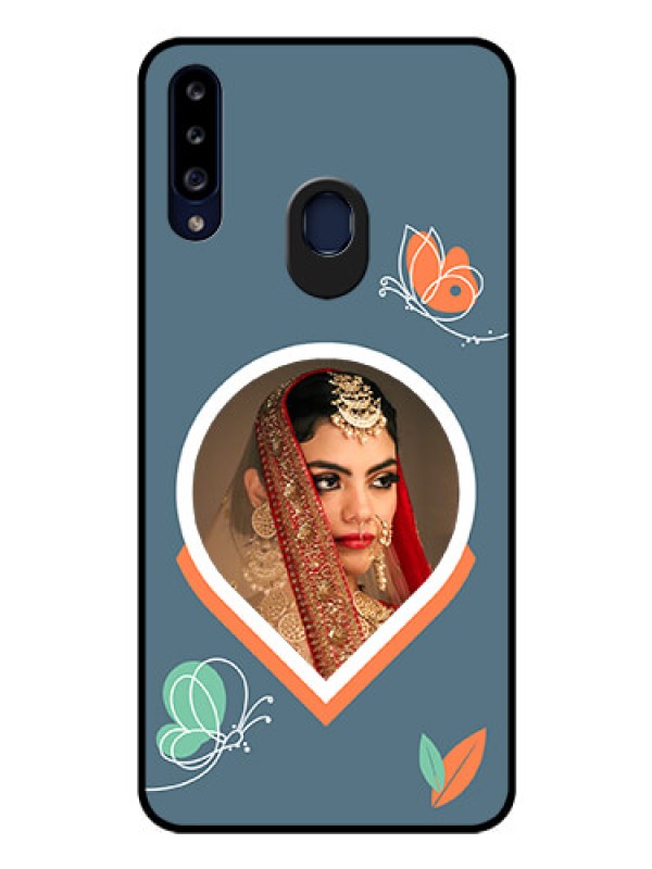 Custom Galaxy A20s Custom Glass Mobile Case - Droplet Butterflies Design