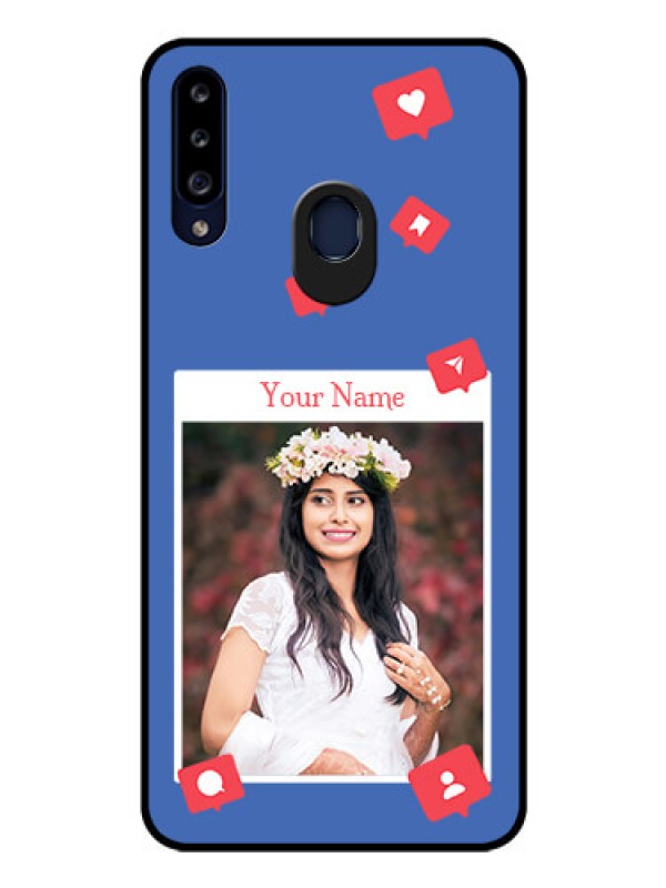 Custom Galaxy A20s Custom Glass Phone Case - Like Share And Comment Design