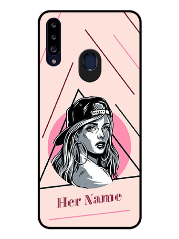 Custom Galaxy A20s Personalized Glass Phone Case - Rockstar Girl Design