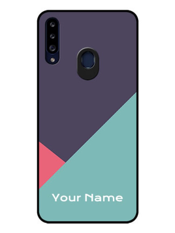 Custom Galaxy A20s Custom Glass Mobile Case - Tri Color abstract Design