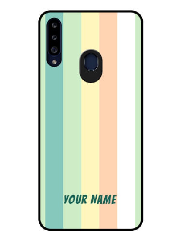 Custom Galaxy A20s Photo Printing on Glass Case - Multi-colour Stripes Design