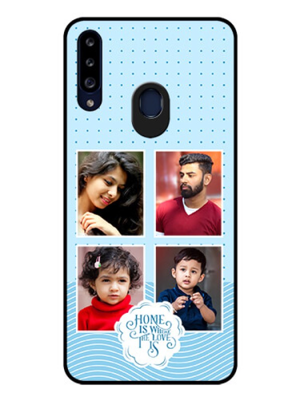 Custom Galaxy A20s Custom Glass Phone Case - Cute love quote with 4 pic upload Design