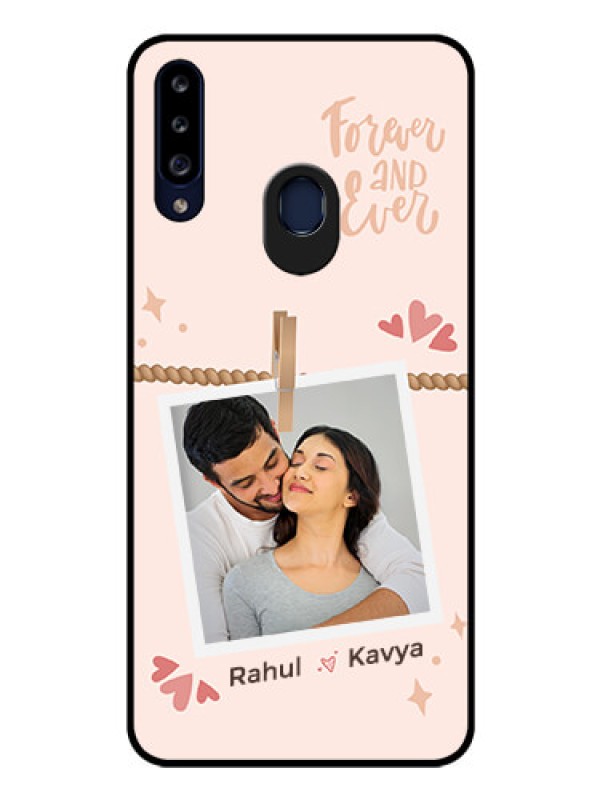 Custom Galaxy A20s Custom Glass Phone Case - Forever and ever love Design