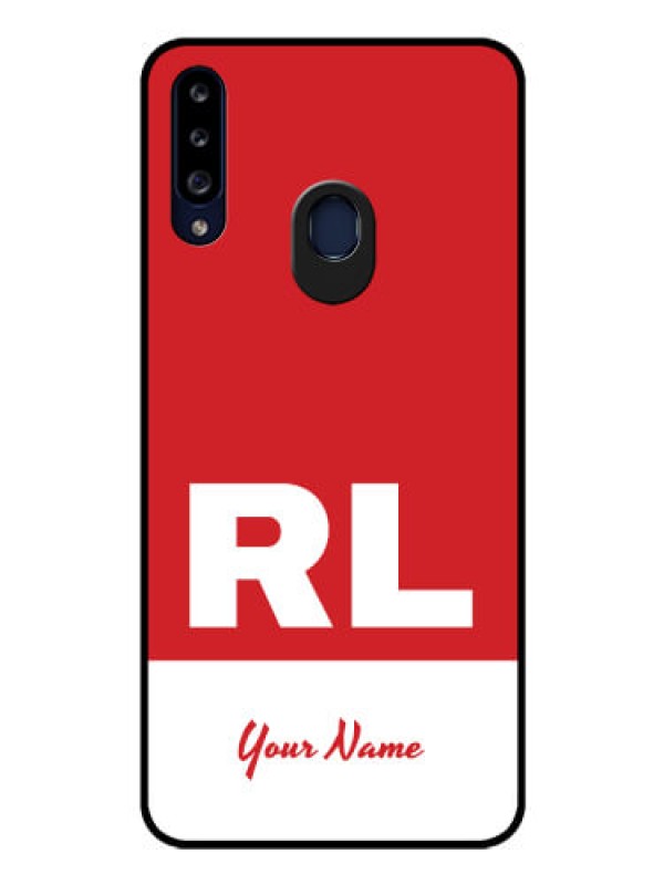 Custom Galaxy A20s Personalized Glass Phone Case - dual tone custom text Design