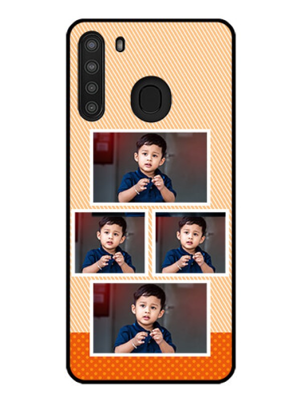 Custom Galaxy A21 Photo Printing on Glass Case - Bulk Photos Upload Design