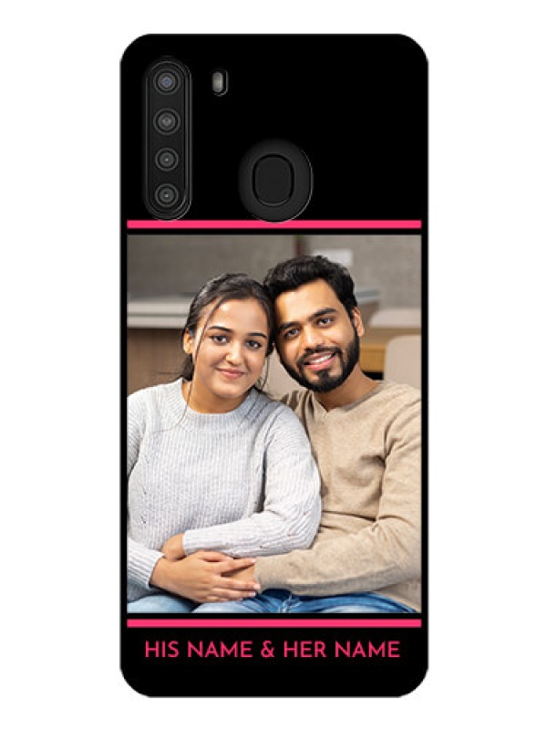 Custom Galaxy A21 Custom Glass Mobile Case - with Add Text Design