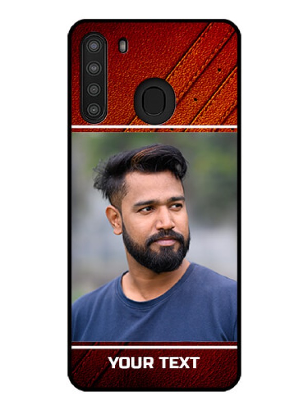 Custom Galaxy A21 Personalized Glass Phone Case - Leather Phone Case Design