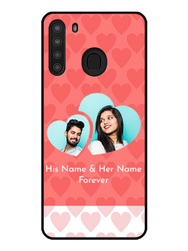 Custom Galaxy A21 Personalized Glass Phone Case - Couple Pic Upload Design