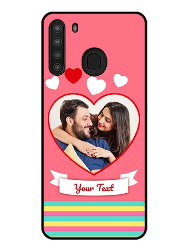 Custom Galaxy A21 Photo Printing on Glass Case - Love Doodle Design
