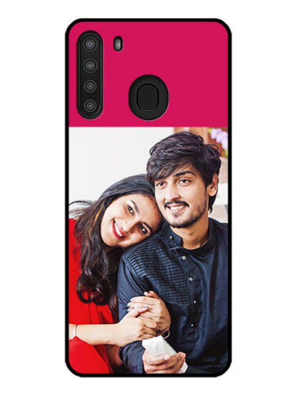 Custom Galaxy A21 Custom Glass Mobile Case - Anniversary Cover Design