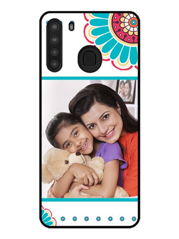 Custom Galaxy A21 Custom Glass Phone Case - Flower Design