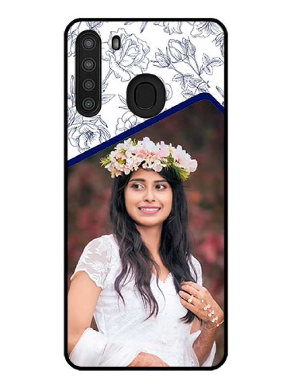 Custom Galaxy A21 Personalized Glass Phone Case - Premium Floral Design